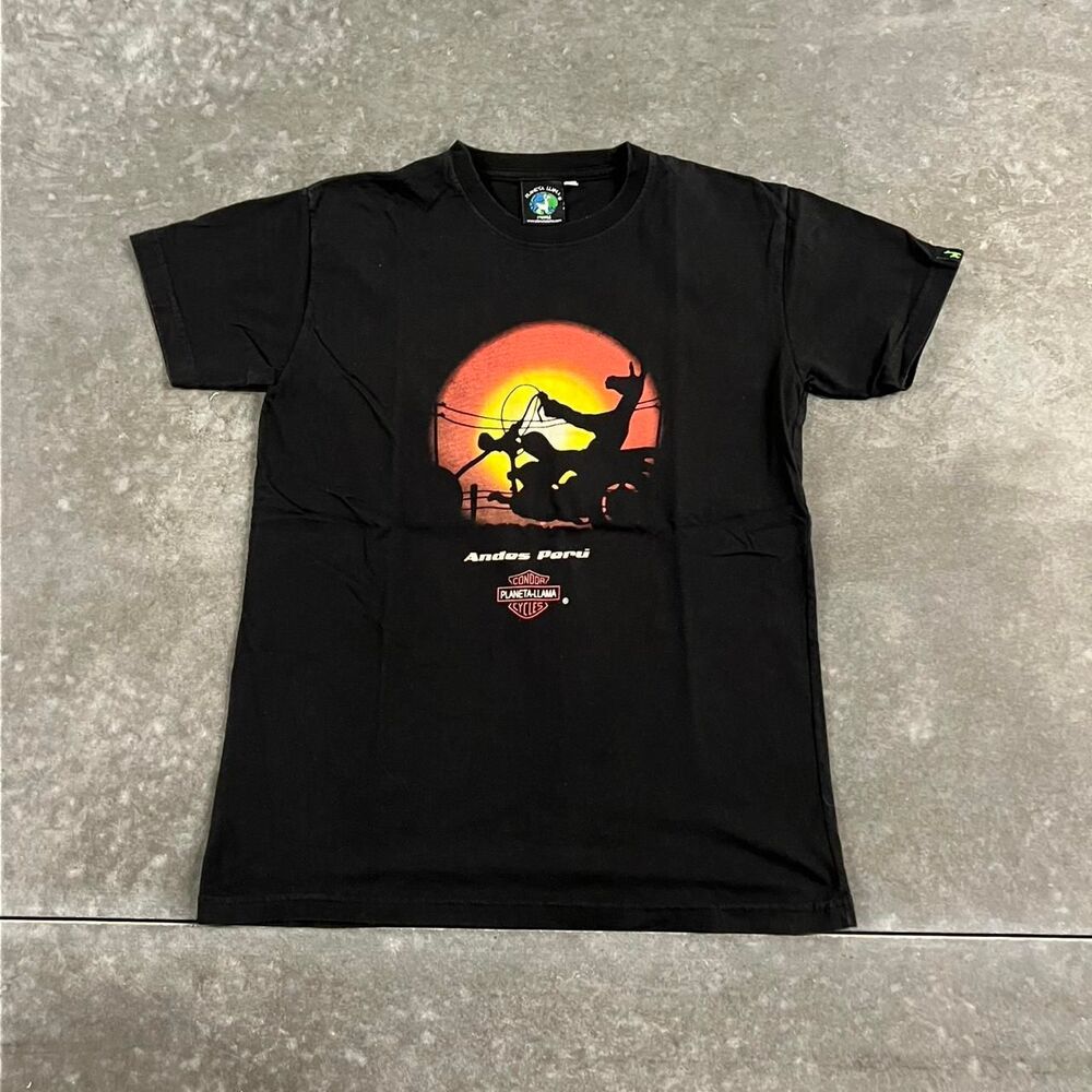 Harley Davidson Andes Peru Motorcycle Llama Sunset Graphic T Shirt